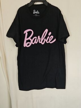 Barbie Black Tee with Pink Logo Script